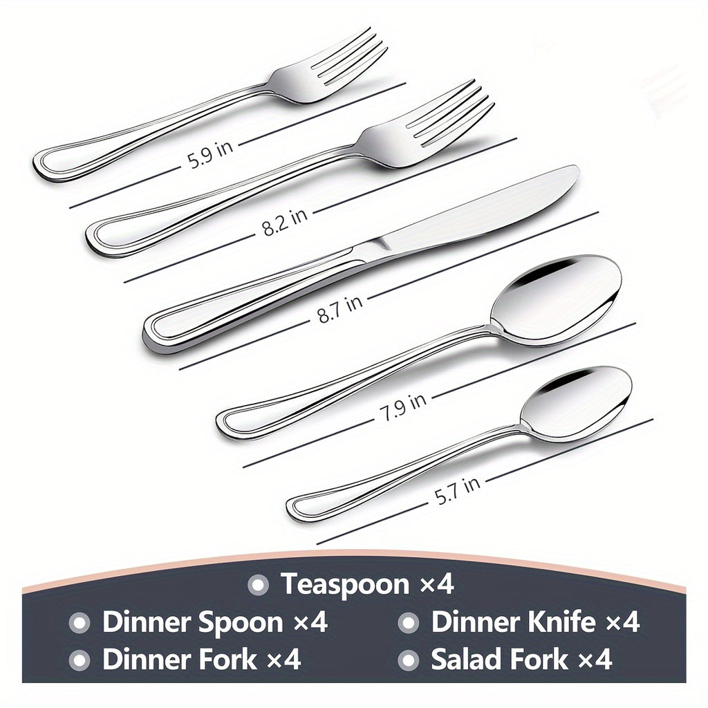 Stainless Steel Flatware Cutlery Set, 20/22/40/60/72pcs for 4/8/12, Silvery/Black/Golden, for Home Kitchen Restaurant Hotel, Affordable Utensils Set, Mirror Polished, Dishwasher Safe, Perfect for Gifts Weddings Outdoor Camping.Local Warehouse