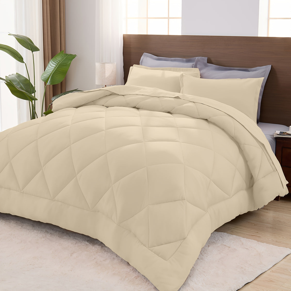 2/3pcs Luxury Comforter Set Warm & Soft & Breathable - Quilted Bedding With Fluffy Fill - Perfect For All Seasons With 1 Comforter And 1/2 Pillowcases-Random Color