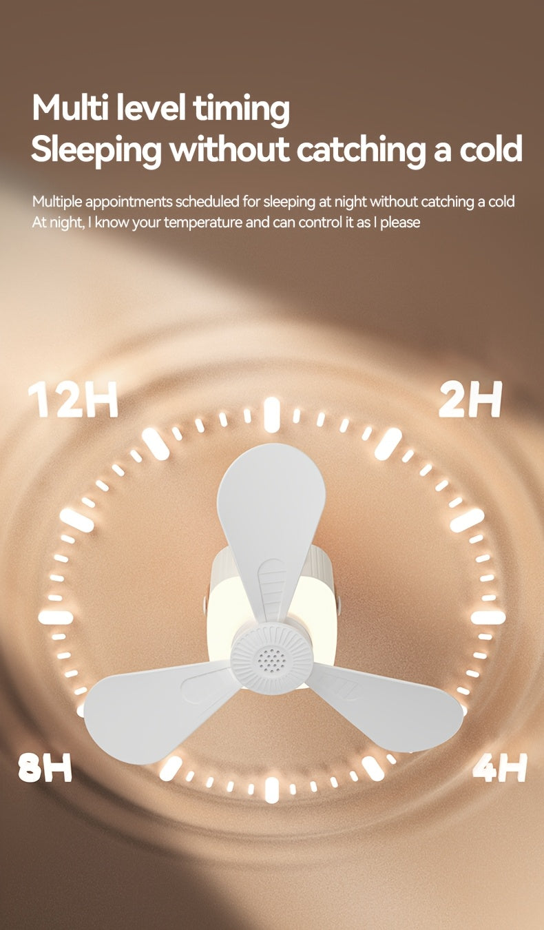 Portable Camping Fan With Light, Available With Or Without Tripod | Quiet USB Rechargeable Fan With Remote, Adjustable Speed & Brightness | Long Life Outdoor Tent Fan For Bedroom, Dorm, Travel