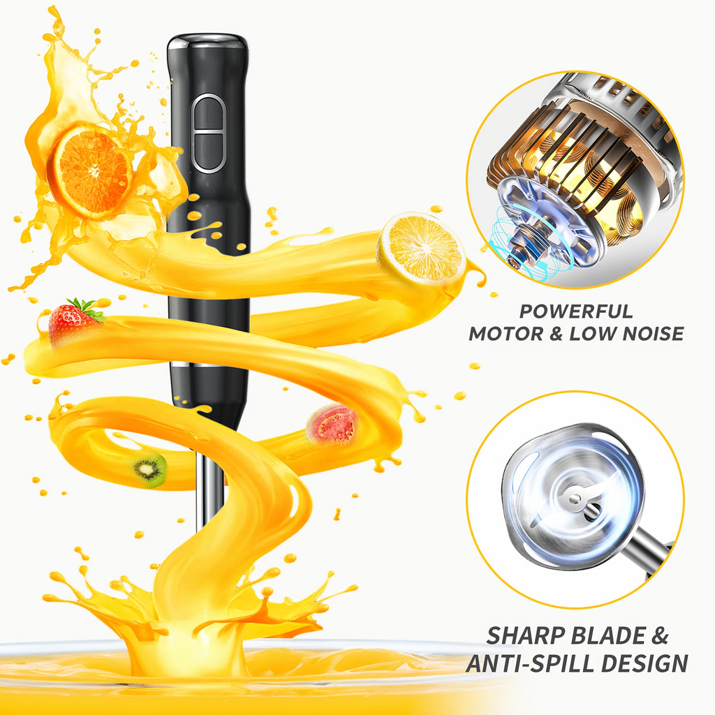 Lalayuan Electric Immersion Blender, Power Handheld Blender, 400W Portable Stick Mixer with 2 Mixing Speeds&Turbo Mode, 304 Stainless Steel Blades, Easy to Grip Speed Corded Hand Mixer, Perfect for Soup Smoothie Puree Food Fruit, with Detachable Base