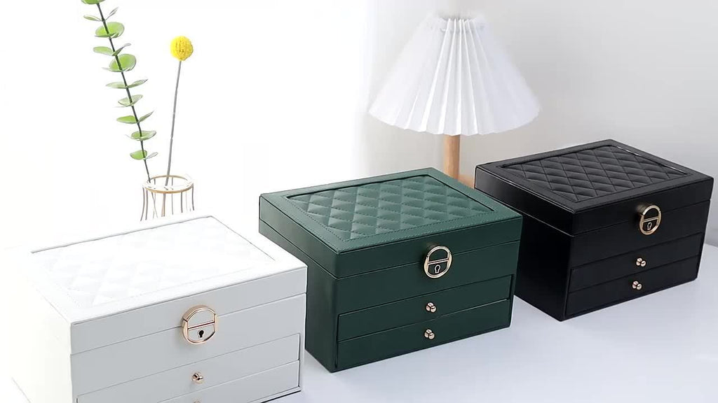 KYPHIREL - Premium Jewelry Storage Box for Necklaces, Earrings, Studs, Bracelets, Rings, and Exquisite Golden Jewelry - Large Capacity - Mother's Day Gift, Father's Day Gift, Teacher's Day Gift, Halloween, Thanksgiving, Christmas, Gift, Jewelry Boxes
