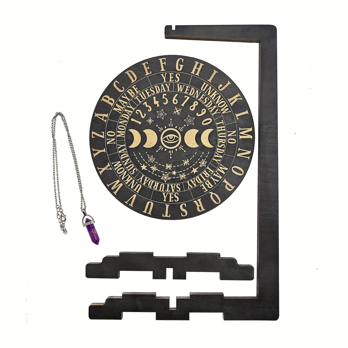 Three-Dimensional Wooden Stand for Divination, Featuring Witchcraft Elements, Crystal Display, And Altar Supplies. Ideal for Pendulum Use And Meditation