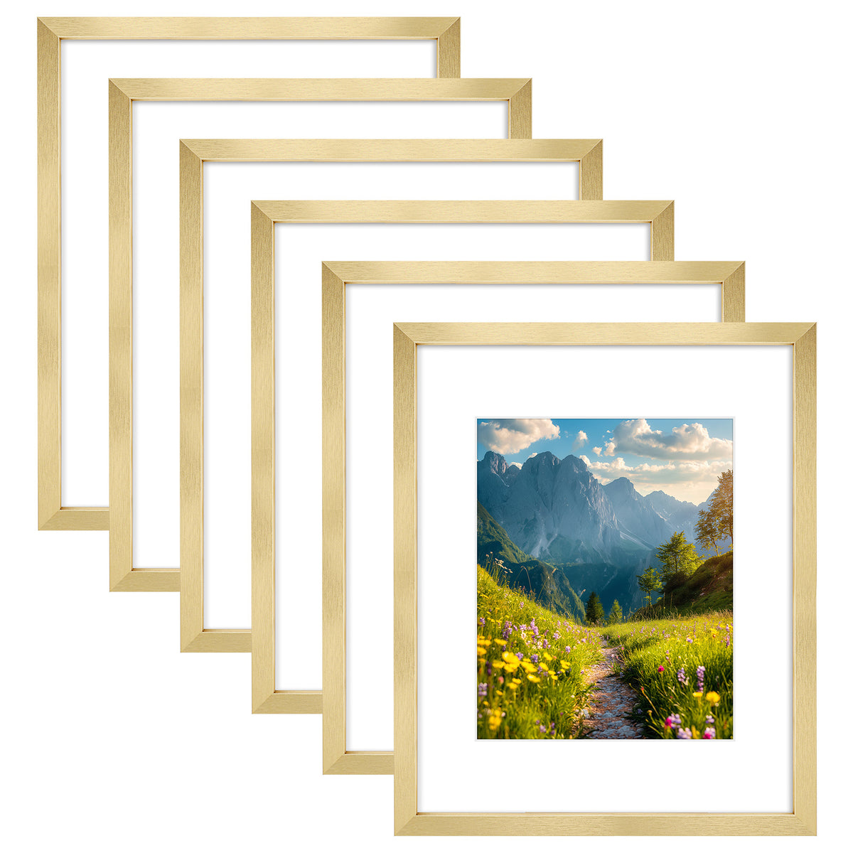 6 Packs 6x8/8x10/9x12/11x14/16x20 Picture Frames Set, Engineered Wood Gallery Wall Frame Set with Plexiglass - Wall Mounting or Tabletop Display