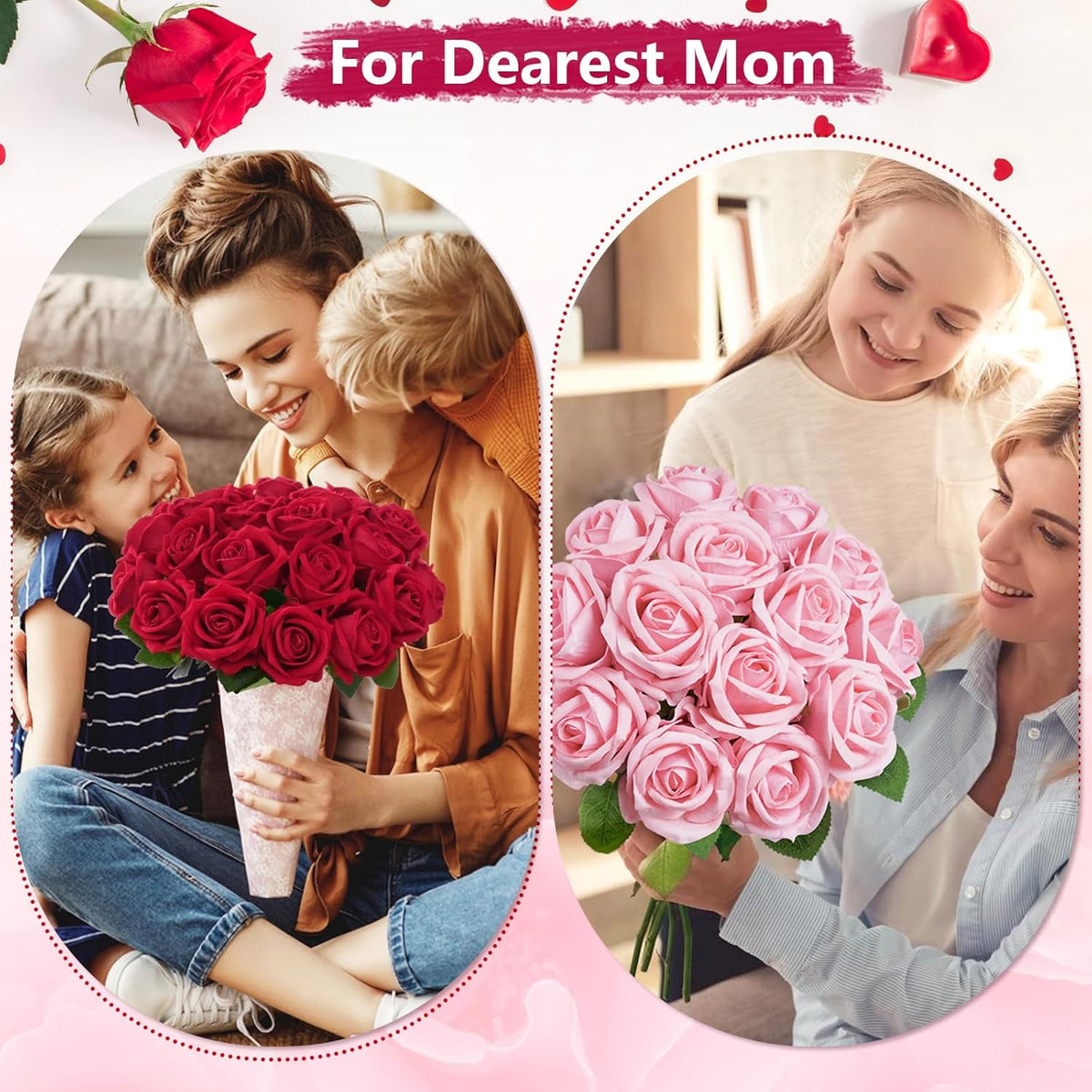 50/100pcs Red Roses Artificial Flowers, Real Touch Velvet Roses Bouquet Fake Flowers Bulk, Artificial Roses with Long Stems for Valentines Day Gift DIY Bridal Wedding Centerpiece Decorations, Mothers Day Decor, Home Decor, Room Decor, Rosas Eternas