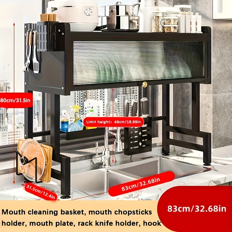 Multi-Layer Dish Drying Rack for Kitchen Countertops, Designed to Keep Dishes Dust-Free And Organized, Suitable for Household Utensils, in Black