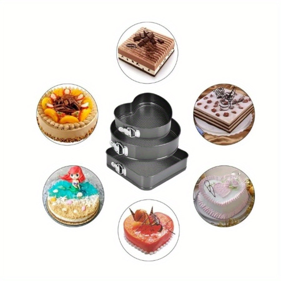 6pcs Cake Pan Set, Carbon Steel Baking Mold with Removable Bottom, Non-Stick, Induction Stovetop Compatible, Round Shape, for Chiffon/Mousse/Cheesecakes, Birthday Kitchen Tools
