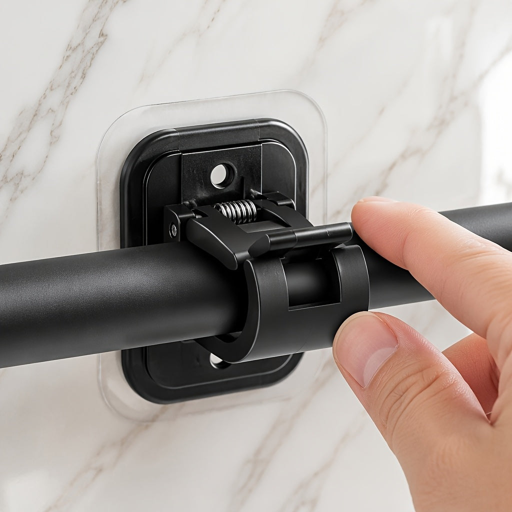 Curtain Rods No Drilling For Windows, 5/8 Inch Diameter Drapey Pole With No Drill Curtain Rod Brackets (2pcs, Black, 30 To 45")