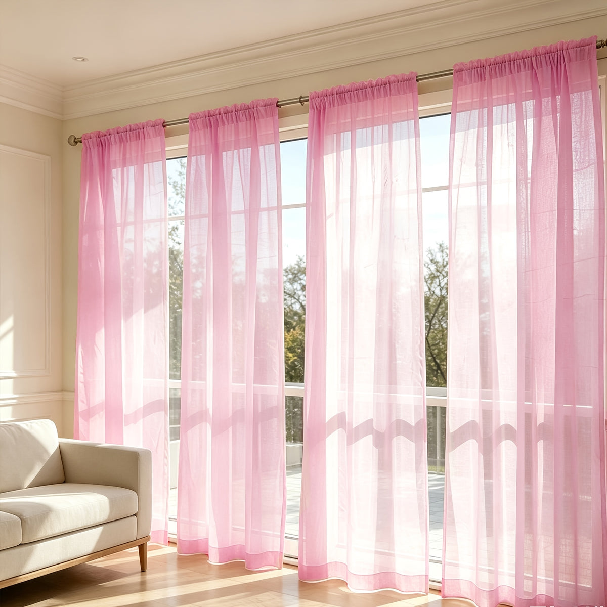 4pcs Set Of Transparent Gauze Curtains, Hanging From The Top Through A Pole, Natural Filtering, Dreamy And Hazy, Beautifying The Room Decoration Windows, Suitable for Living Rooms, Bedrooms, Study Rooms, Dining Rooms, Balconies, Dressing Rooms