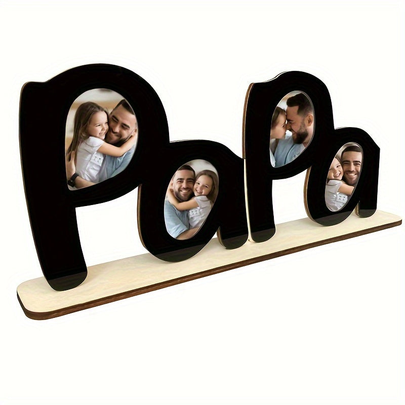1pc "PaPa" Wooden Photo Frame - Circular Classic Design, Horizontal Desktop Display, Durable Wood Material, Sentimental Gift for Dad, Husband, Grandfather - Home Decor & Birthday Present