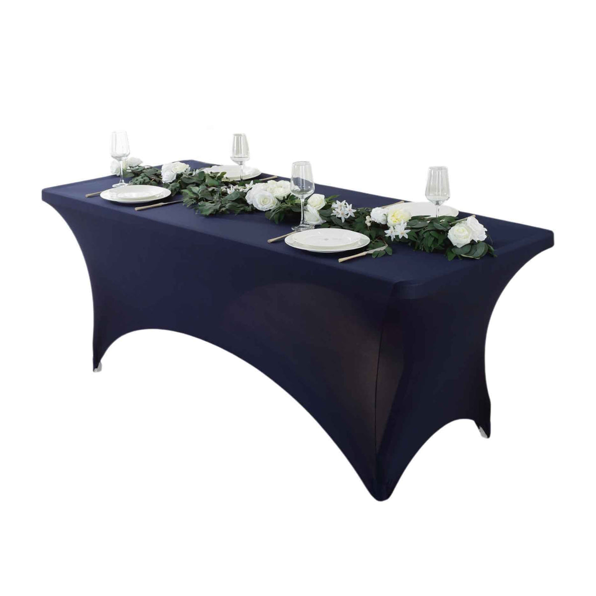 1pcs 4ft/6ft/8ft Spandex Tablecloth, Fitted tablecloth, Wrinkle Resistant Stretchable Rectangle Table Cover For Event, Wedding & Parties