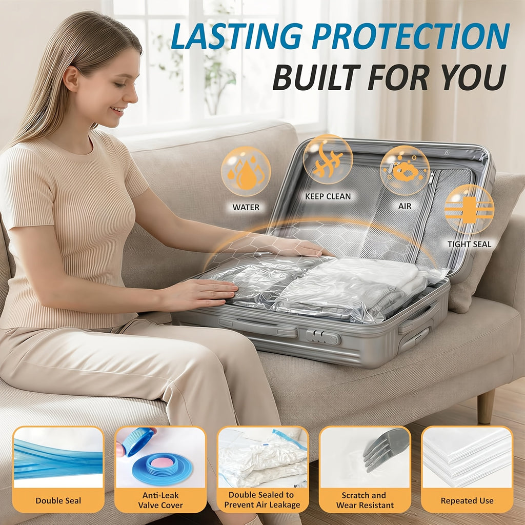 Jumbo Vacuum Storage Bags, Vacuum Seal Bags for Clothing, Travel Space Saver Bags for Luggage Clothes Pillows Comforters Blankets Bedding 4pcs 8pcs 10pcs 12pcs 20pcs 30pcs
