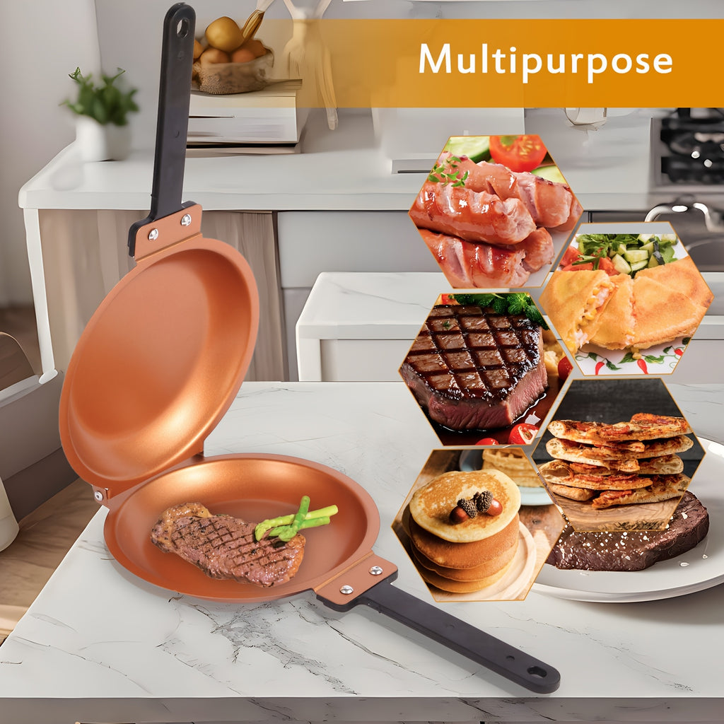 Double-Sided Pan, Pancake Pan, Omelette Pan, The Perfect Pancake Maker - Nonstick Iron Easy To Flip Pan, Frying Pan For Fluffy Pancakes, Omelets, Frittatas & More, Dishwasher Safe Large, A Must-have At Home