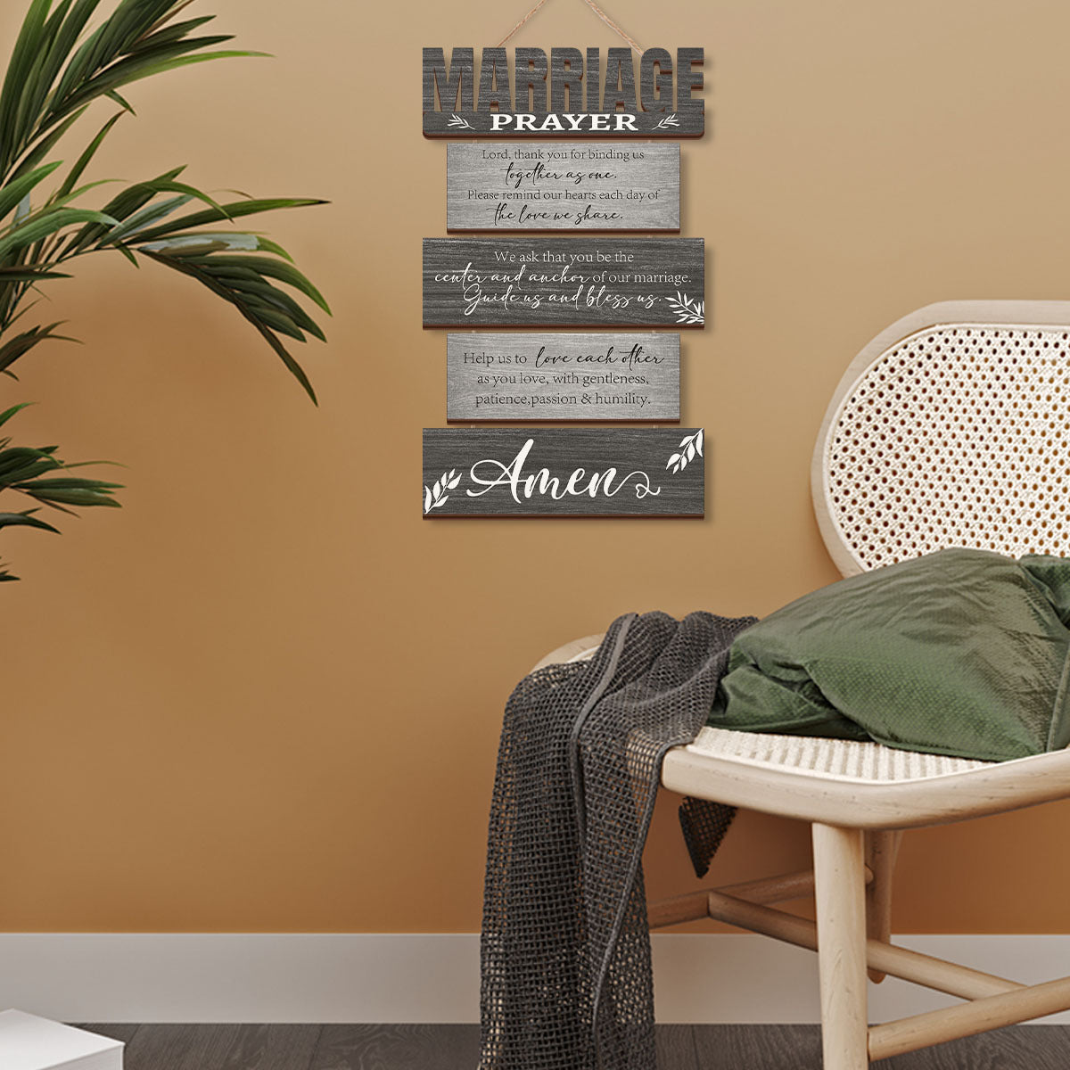 1 Set Wall Decor for Living Room-Wall Hangings for Home/ Wall Decoration Items for Living Room, Wall Art, Bedroom Wall Decor-Marrige Prayer Sign-Autumn Halloween Thanksgiving Winter Christmas Decor for Couple Wife Husband-Vintage Exquisite Wall Decor
