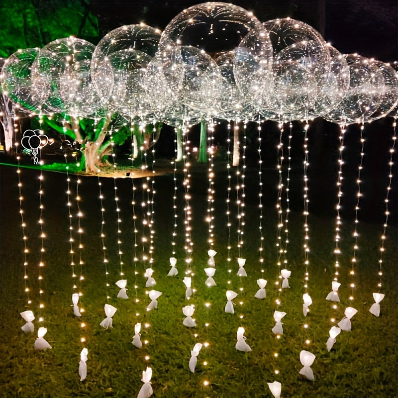20pcs (10PCS LED Lights with 10pcs LED Light Up Bobo Balloons)String Lights Transparent Balloons for Birthday Wedding Christmas Party Easter Mother's Day Graduation Halloween Decor Decorations. 2*AA Batteries And Helium Not Included,Suitable
