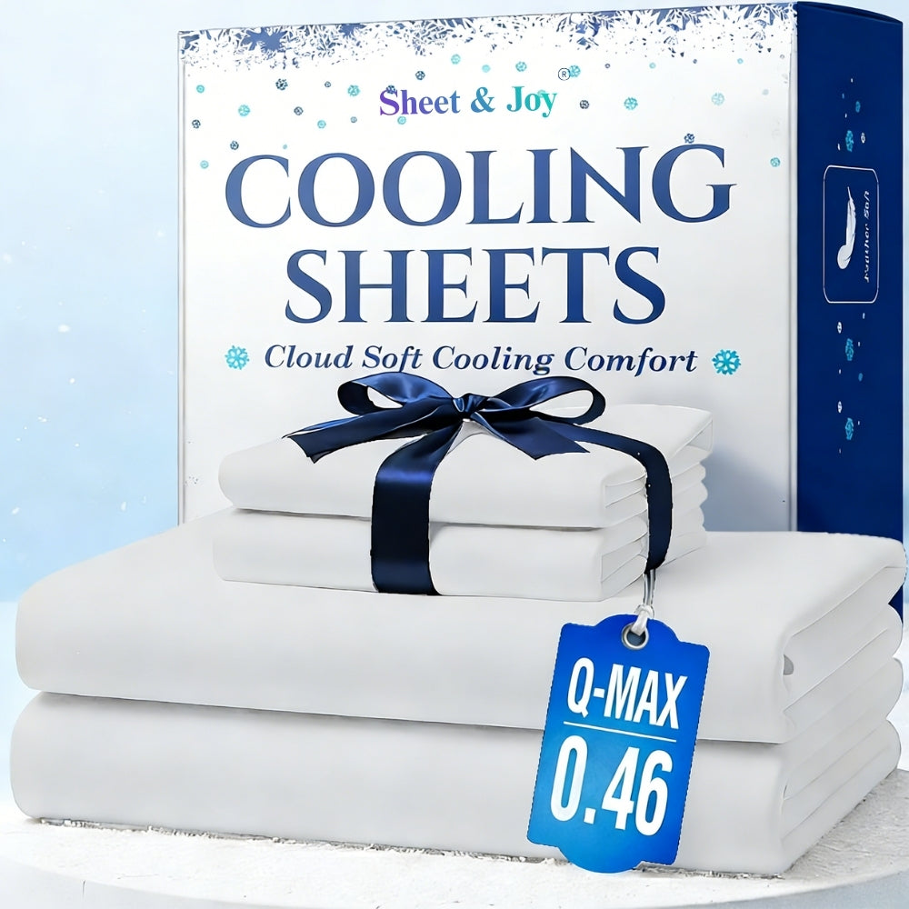 Set of 4 Cooling Bamboo Bed Sheets, 3000 TC Extra Deep Pocket 20 Inch Sheets, Luxurious Soft Hotel & Cooling Sheets for Warm Sleepers, Wrinkle & Shrink Resistant, Includes Fitted Sheet, Flat Sheet, And Pillowcases, Available in Twin, Full, Queen