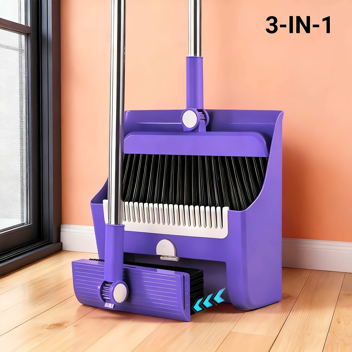 2-In-1/3-In-1/4-In-1 Broom with Dustpan Combo Set, Non-Stick Hair Cleaning for Hard Floors, Long Handle Sweeping for Living Room, Bedroom, Bathroom, Durable, Easy Storage, Rotatable, Foldable, Efficient Cleaning, Flexible Design, Fast Dust Removal