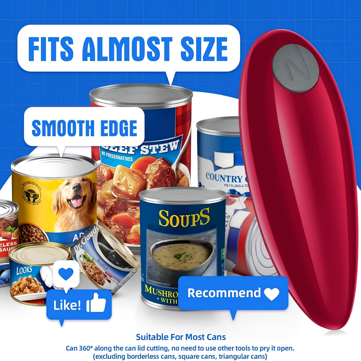 Automatic Electric Can Opener with a Single Touch, Designed for Seniors, Those with Arthritis, And Individuals with Limited Hand Mobility, Perfect for Use in The Kitchen Or While Camping, Making It an Excellent Easter Gift for Older Adults
