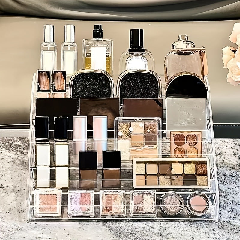 1 Set 5-Tier Clear Acrylic Perfume Storage Box, Multi-Tier Transparent Cosmetic & Skincare Organizer, Compact Countertop Display Shelf for Vanity, Stylish Lightweight Sturdy Perfume Cabinet, Vanity Tray, Home Storage for Beauty Enthusiasts
