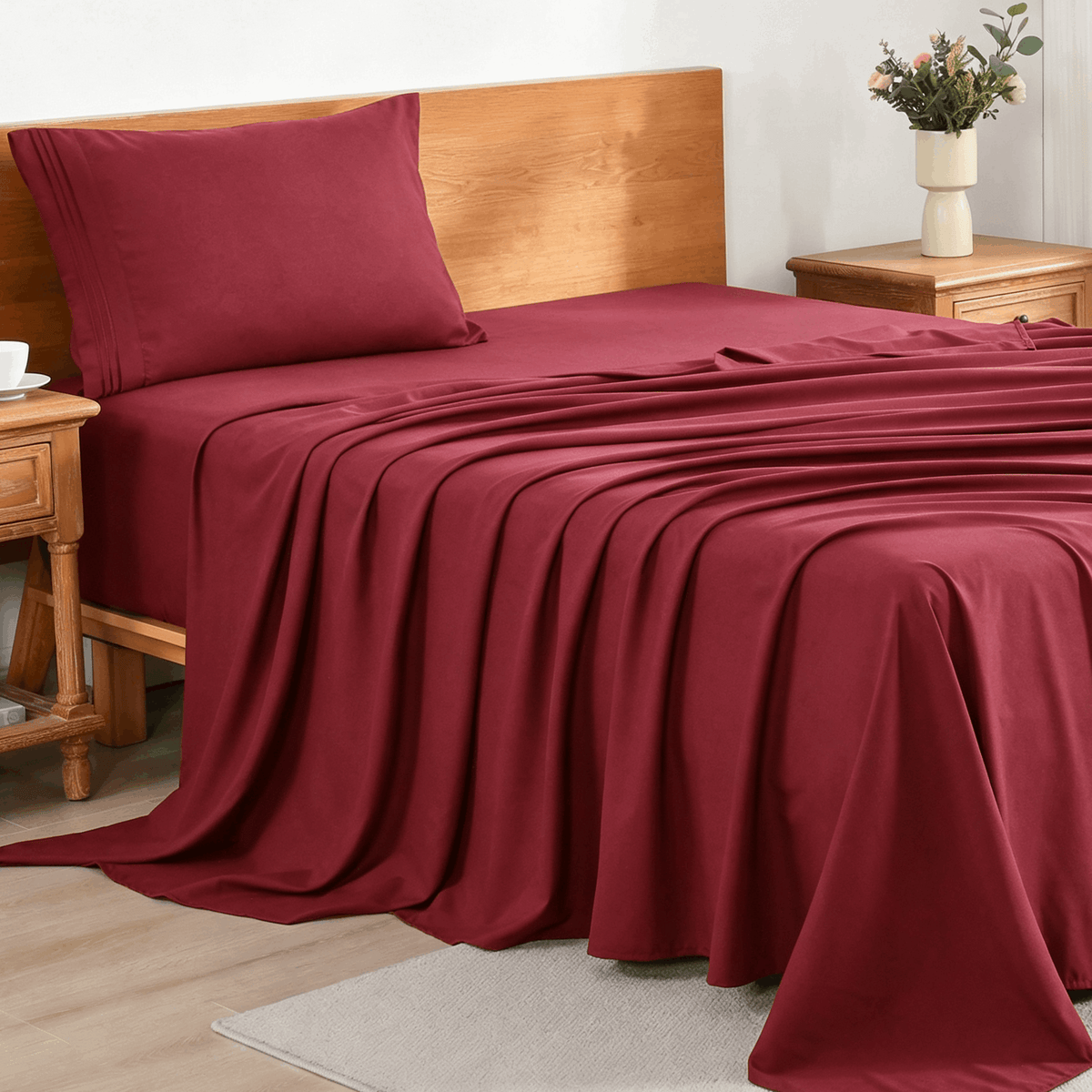 3/4-Piece Cooling Bed Sheet Set, Soft & Breathable Bedding with 18-Inch Deep Pocket, Hotel Luxury Sheets for Summer