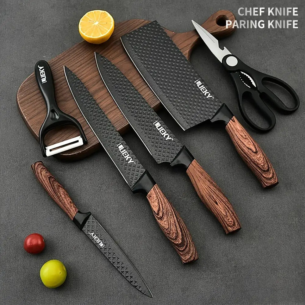 6pcs Kitchen Knife Combo Set, Vegetable Knife, Slicing Knife, Fruit Knife, Multi-purpose Scissors and Melon Planer, Healthy Kitchen Knife Set Home Cooking