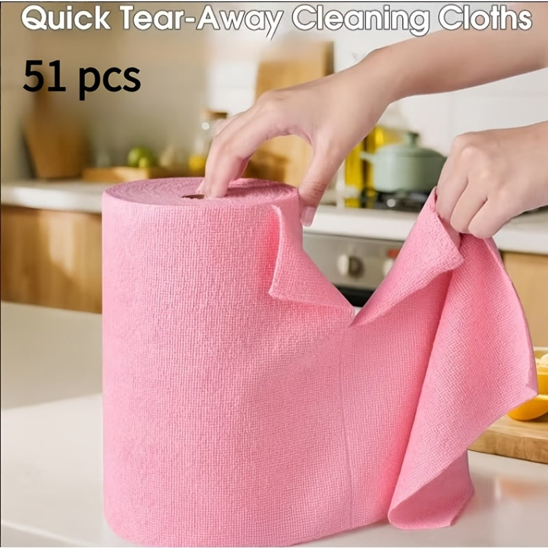 31/51pcs Reusable Microfiber Towels, Tearable Cleaning Wipes, Disposable Napkins, Household Kitchen Rolls, Dish Cloth Replacement, Multi-functional Absorbent Kitchen Rags, Kitchen Supplies, Cleaning Tools