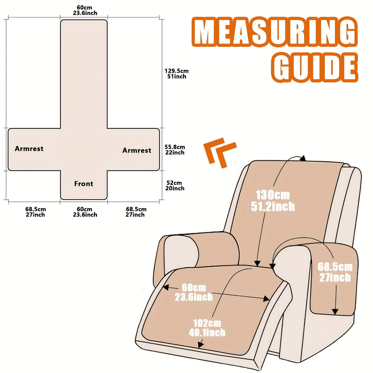 Multi-Functional 23-Inch Recliner Cover with Practical Pockets - Easy to Install, Scratch-Resistant, Machine Washable, Suitable for Outdoor Use And Pet Protection, Easter Decoration
