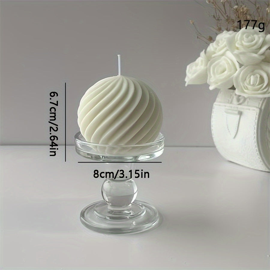 Scented Candle in a Romantic Wave Sphere - Featuring Sandalwood Fragrance, Stylish Geometric Design for Home Decoration, Ideal for Valentine'S Day And Other Special Events