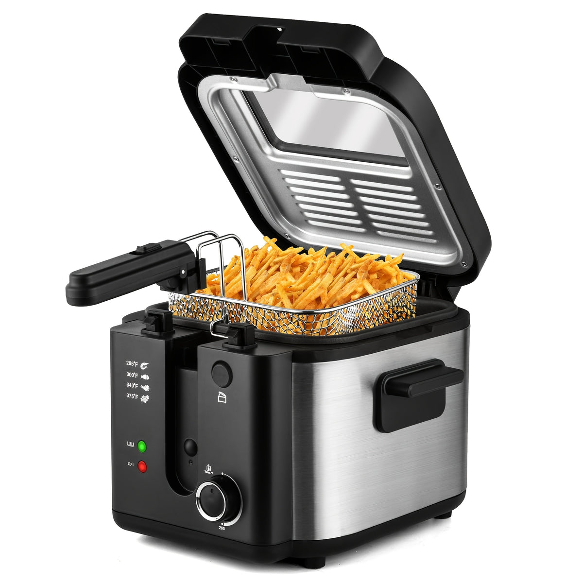SUSTEAS Household Deep Fryer, Large Capacity Oil Fryer with 5 Sizes, Adjustable Temperature Control, Easy-to-Clean Pot, Made Of Stainless Steel, Local Warehouse, Compact And Durable Design, Stylish Cooking Appliance & Essential Kitchen Tool.