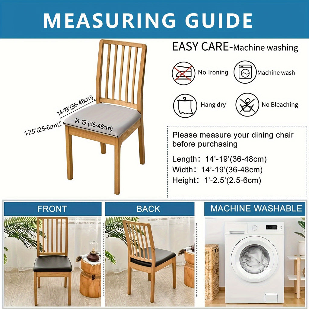 4/6pcs 100% Waterproof PU Fabric Dining Chair Slipcovers, Removable Upholstered Chair Cushion Cover for Dining Room, Hotel, Kitchen, And Home Decor, Fits A Variety Of Seat Styles, Halloween Home Decorations, Black Seat Cushion