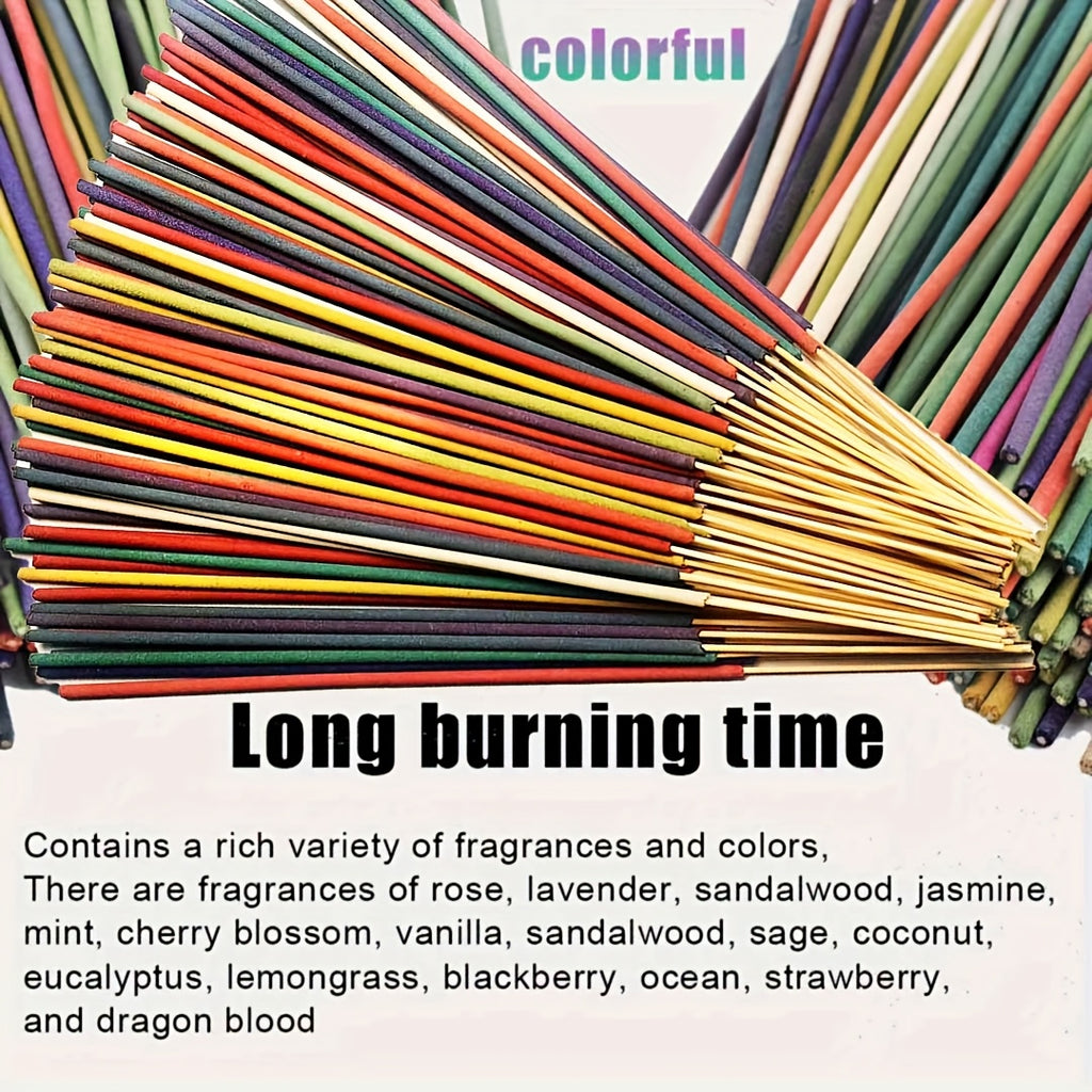 98/99/137/170pcs Wholesale Incense Sticks - Lasts Up to 8.66inch, with Essential Oils, Natural Fragrance for Home, Yoga, Camping, Vacation - Green, Orange, Pink, Purple, Yellow, Etc. - Perfect As Gifts And Decorations, Festive Scent, Home