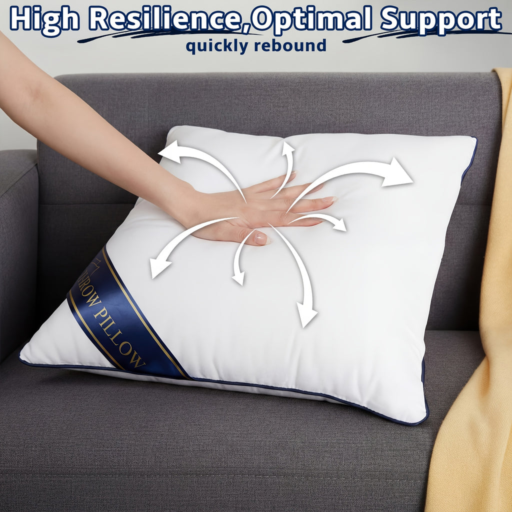 Square Throw Pillow Inserts, 4-Pack Fluffy Polyester Cushion Fillers with Piped Edges, Machine Washable for Sofa, Recliner and Bed Decor