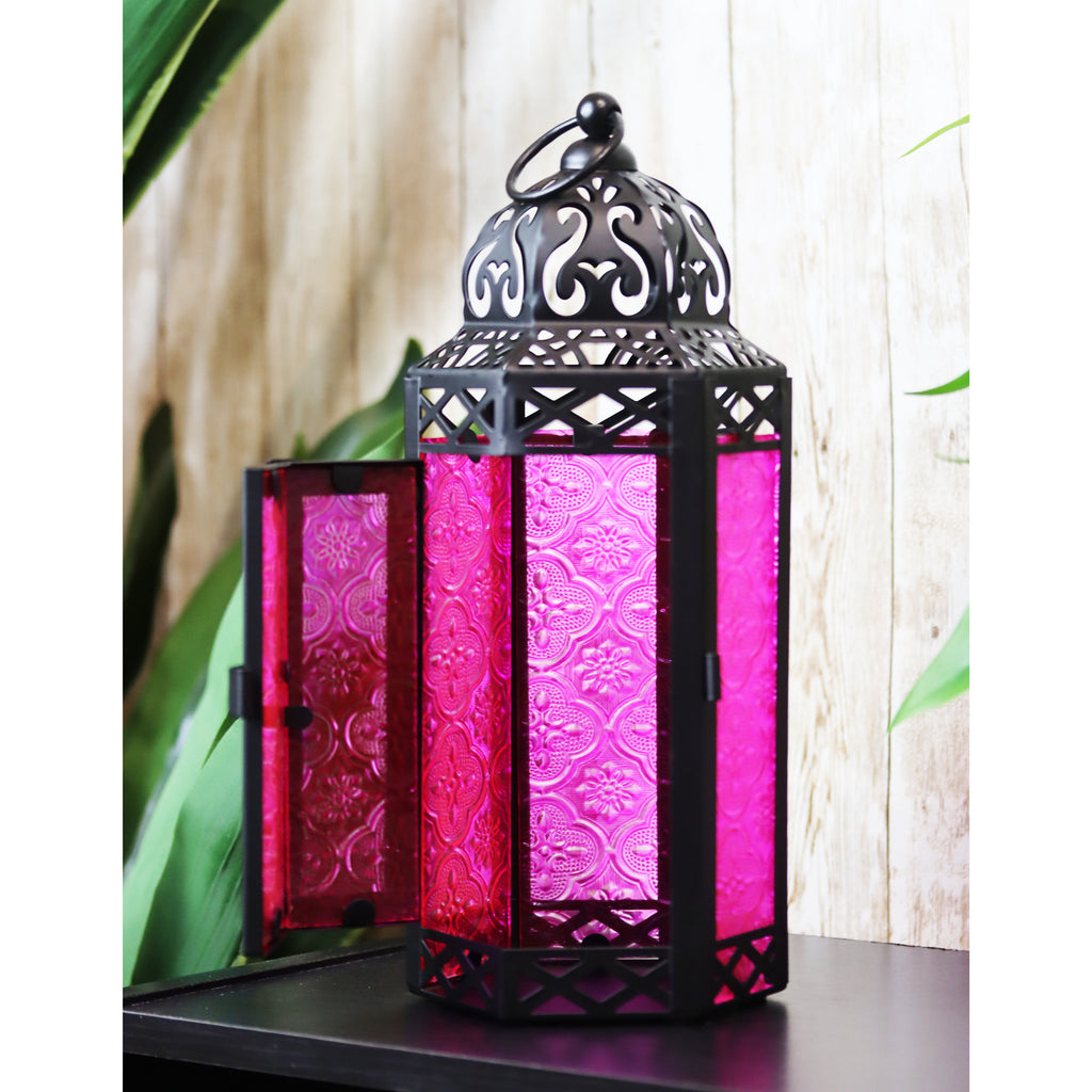 Decorative Moroccan Candle Lantern Holder, Medium, 10.5" Tall