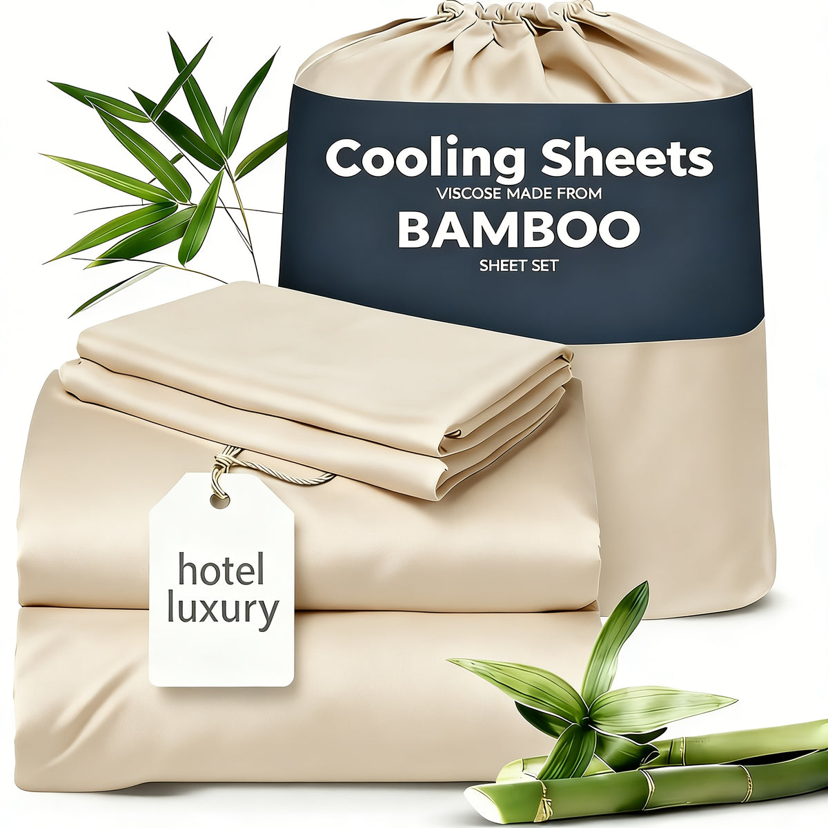 3/4pcs Cooling Sheets Set - Bamboo Bed Sheets Set Queen Size - Luxury Fitted Sheet Set - 1660TC Ultra Soft Children Sheet & Pillowcase Sets - Deep Pockets - Unmatched Comfort & Softness Sleep - Perfect Fit for All Beds Set - Include Random Color