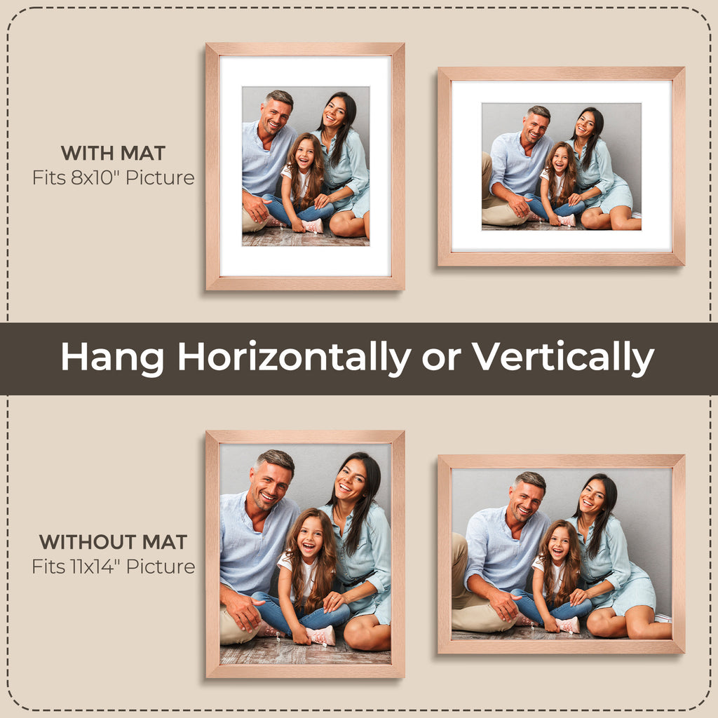 3 Pack 6x8/8x10/9x12/11x14/16x20 Picture Frames Set with Mat or without Mat, Engineered Wood Photo Frames with Plexiglass, for Wall or Tabletop Display - Gallery Wall Frames, Office Home Decor,Poster Frames