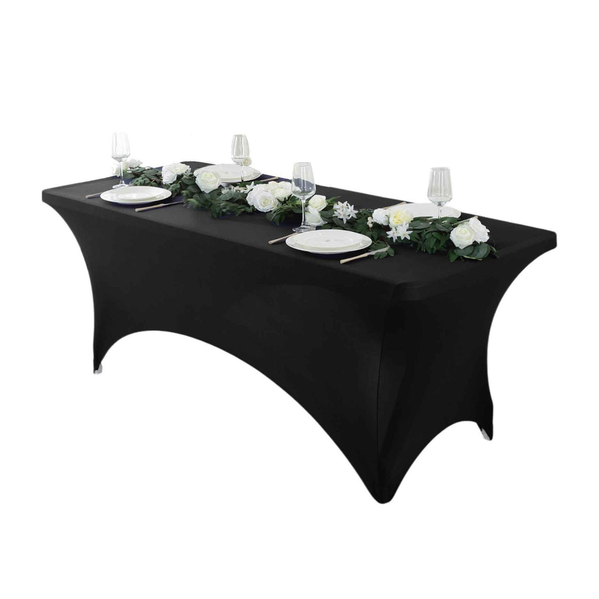 1pcs 4ft/6ft/8ft Spandex Tablecloth, Fitted tablecloth, Wrinkle Resistant Stretchable Rectangle Table Cover For Event, Wedding & Parties