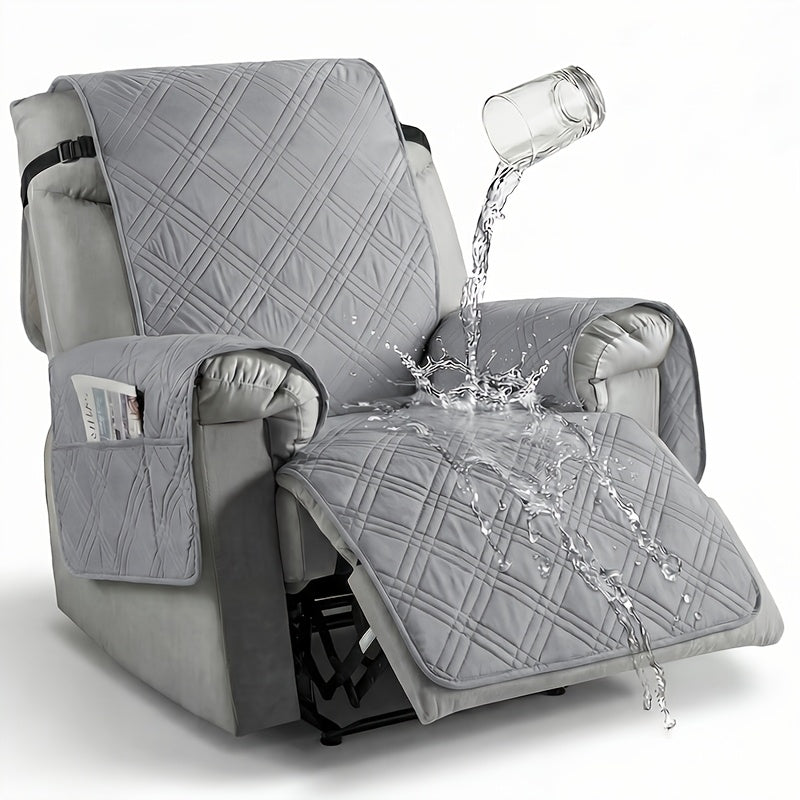 1pc Recliner Cover Sofa Cover, with Pocket Anti Slip Sofa Cushion, Pet Furniture Protective Cover, Quilted Sofa Recliner Cover with Elastic Band, Sofa Protective Cover, Sofa Accessories, Easy to Install, Random ColorShipped From 4 Assorted Colors.
