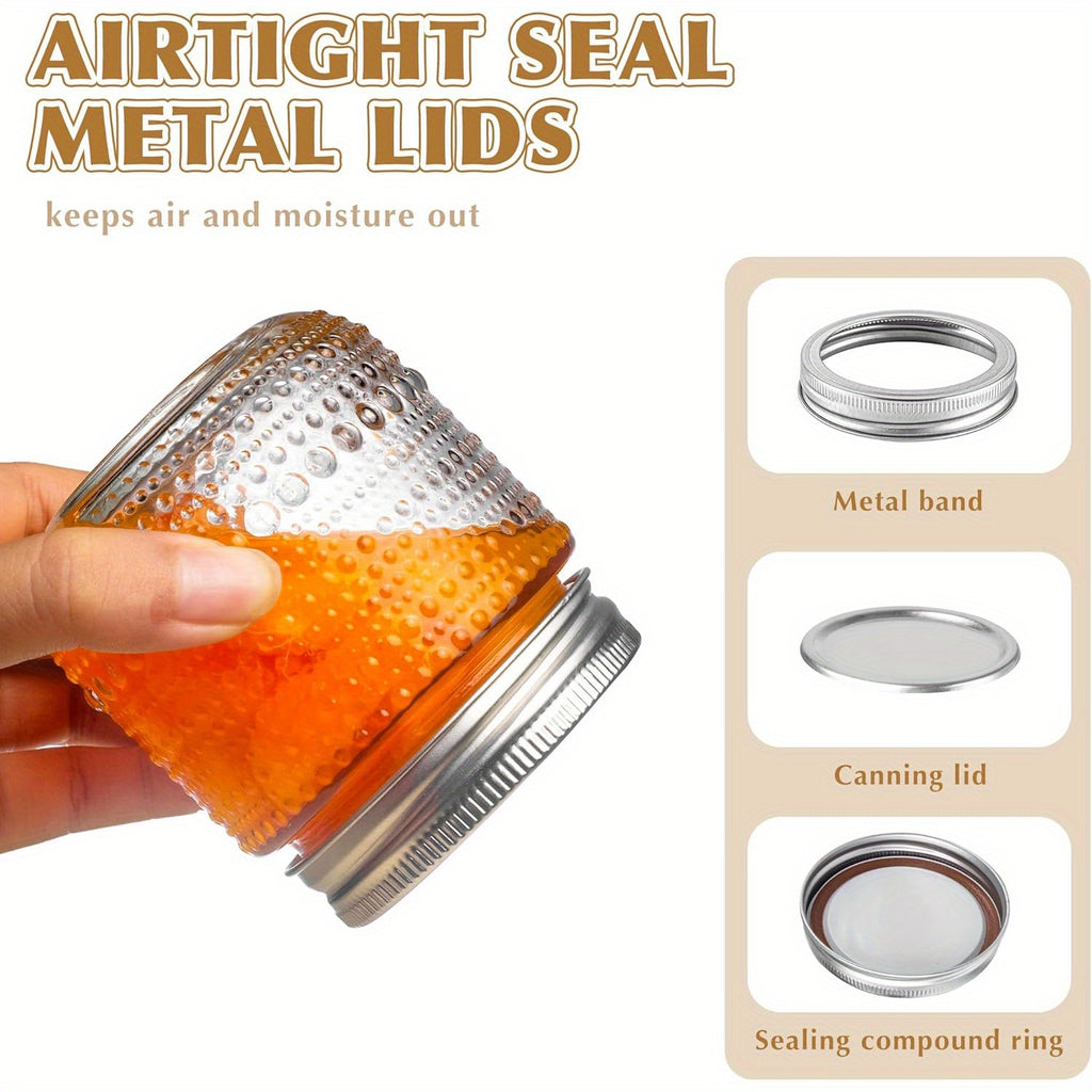 Small Mason Jars with Lids 8oz, 12 Pack Vintage Clear Glass Regular Mouth Storage Jars with Silver Metal Lids for Honey Jam and DIY Decor