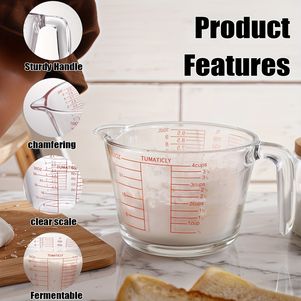 1/3pcs Glass Measuring Cups, 11.83oz 16.91oz 33.81oz Transparent, Ergonomic Handle Design, Tempered Glass, Dishwasher, Freezer, Microwave And Preheat Oven Safe