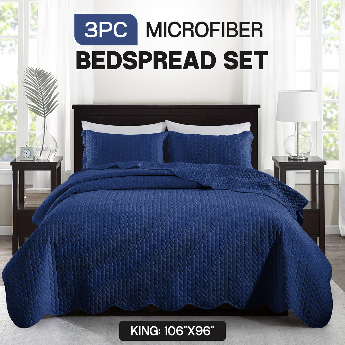 3pcs Bedspread Set Bedspreads with free Pillow Shams - Leaf Pattern Soft & Breathable Bedspread Lightweight Microfiber Bedspread - Modern Style Floral Pattern Coverlet For All Seasons - Christmas Gifts For Family And Friends (1 Bedspread, 1 Or 2 Pillow Sh