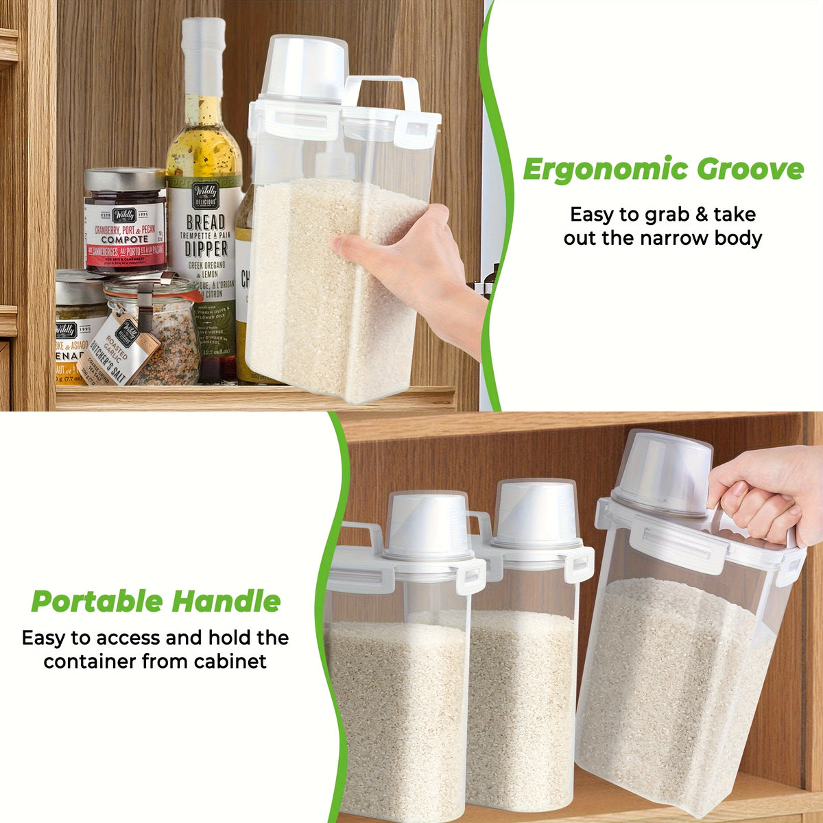 4pcs (3L/102oz) Extra Large Airtight Storage Containers | BPA-Free Plastic, Clip-on Closure, Square Shape, Dishwasher Safe, Ideal for Grain, Nuts, Rice Storage, Kitchen Organizers, Christmas Gift