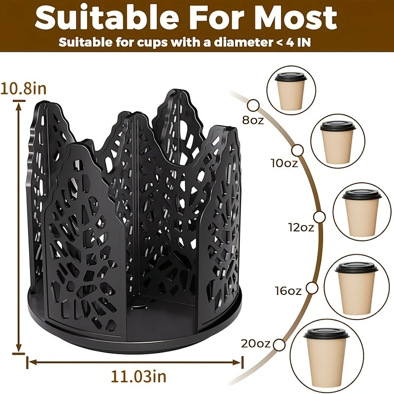 Rotating Paper Cup Holder with 4 Compartments, Disposable Coffee Cup Dispenser, Storage Box, Detachable Plastic Cup And Lid Organizer, Suitable for Countertops, Kitchens, Coffee Stations, And Bathrooms