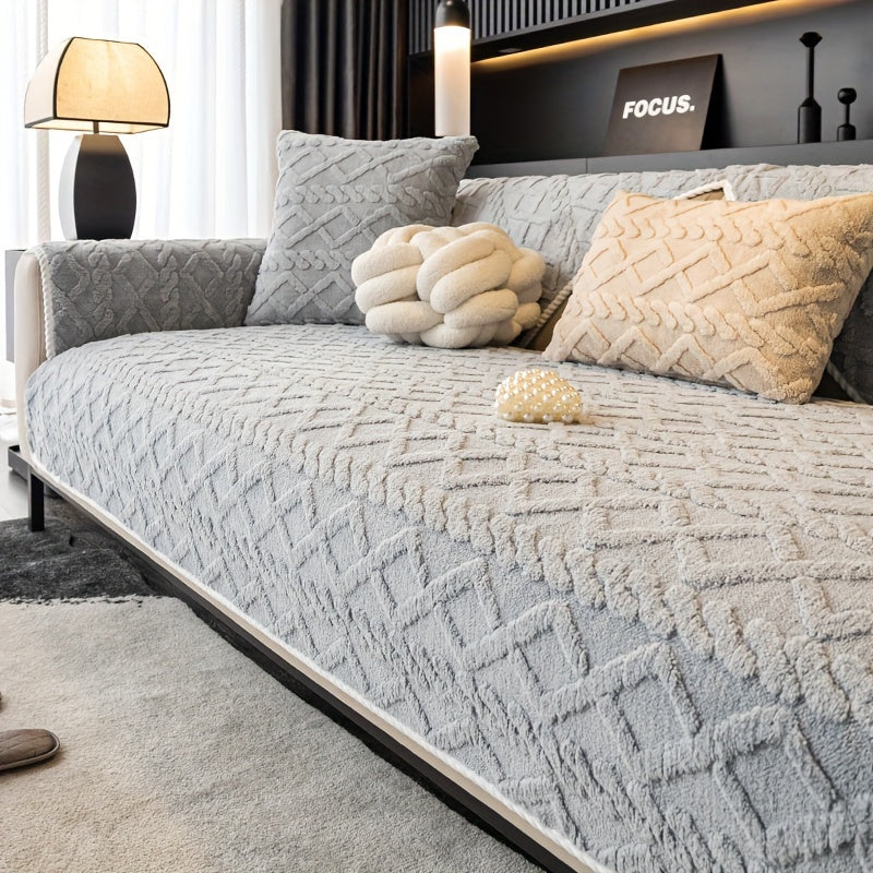 1pc Plush Sofa Mat, Pet Dog Friendly Sofa Cover, Couch Cover Plush And Delicate Soft Anti Slip Protection Sofa, Bedroom, Office, Living Room Decoration, Home Decoration Local Warehouse Send Out Goods