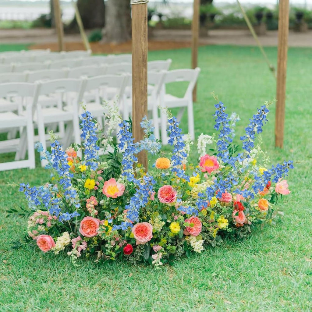 8pcs Dusty Blue Delphinium Artificial Flowers 33.5 Inch Faux Delphinium Stems Larkspur Flowers for Wedding Table Centerpieces Home Garden Decor