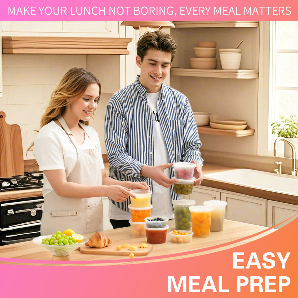 60pcs 32oz Durable Leakproof Deli Containers With Lids Set, Soup, Slime, Sugar, Fruit, Food Storage Container, Kitchen Organizers And Storage Accessories, Microwave & Dishwasher & Freezer Safe, Local Warehouse