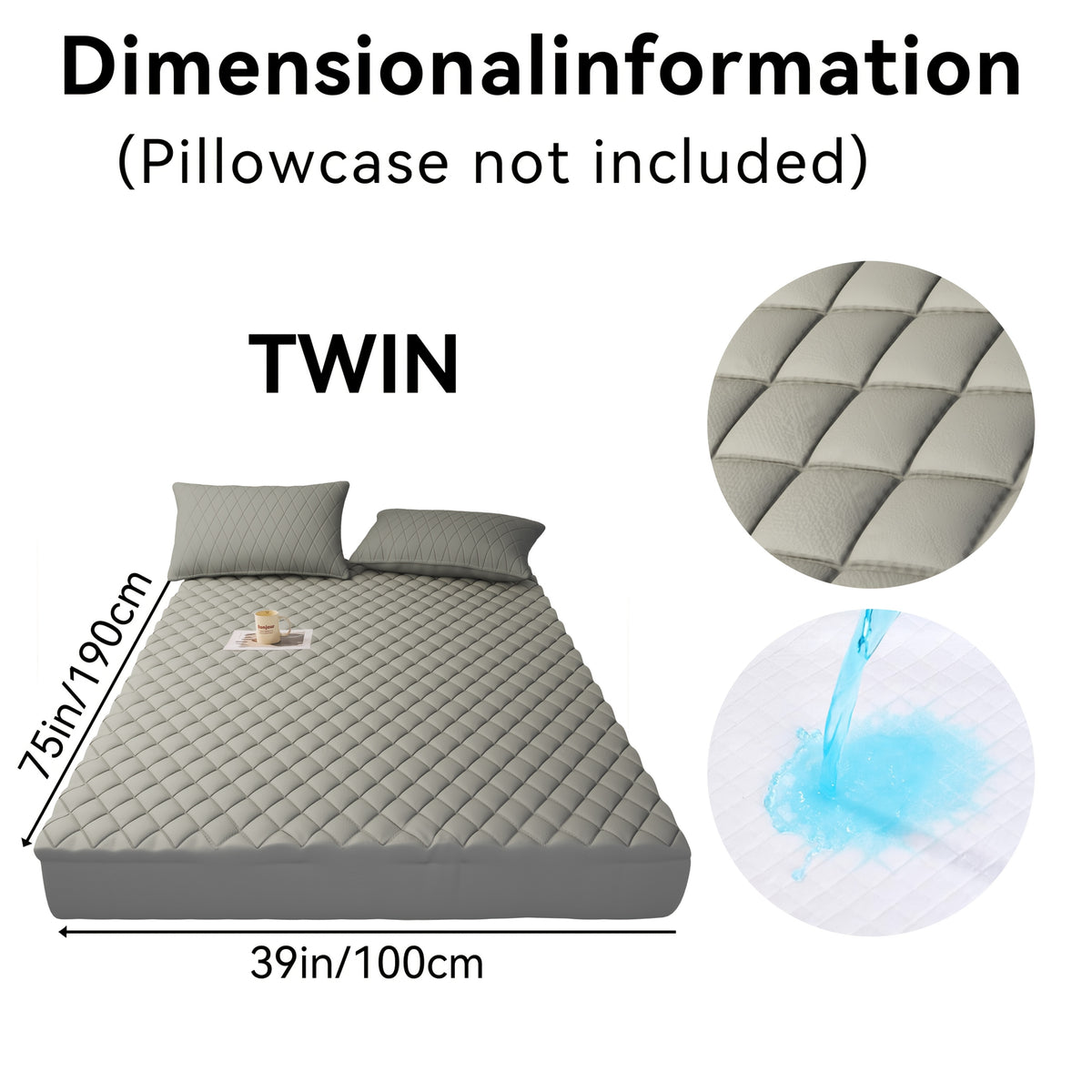 1pc Luxury Waterproof Mattress Protector with Side Storage Pocket, Diamond Quilted Deep Pocket Mattress Cover Including Random Color, Breathable Cooling Mattress Pad, Soft Noiseless Bed Protector for Twin Full Queen King