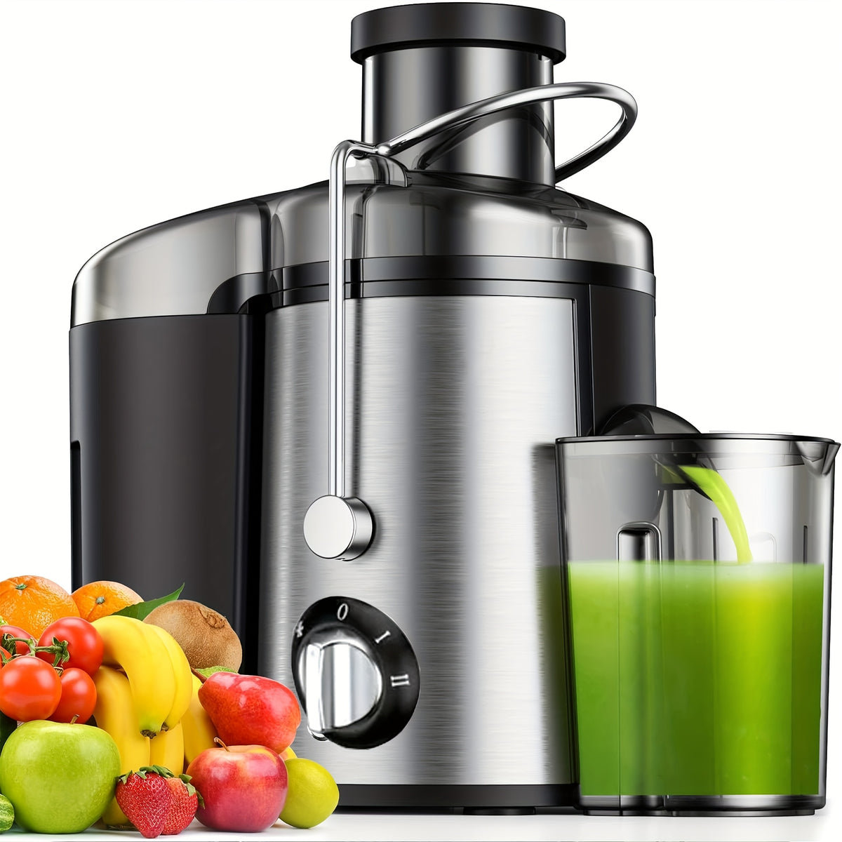 Multi-Function Juicer, Juice Blender, Mixer, Food Processor, 3-Inch Wide-Mouth Juicer Extractor for Vegetables And Fruits, 3-Speed Settings, Easy to Clean, Detachable, High Juice Yield, Fast Juicing, Quick Juice Extraction for Fruits And Vegetables