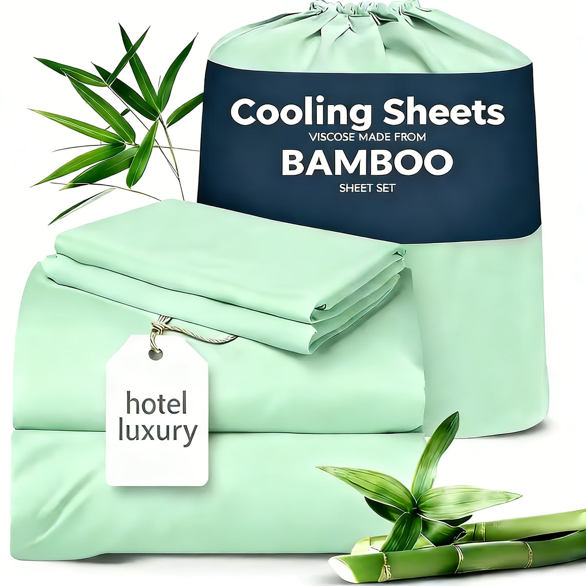 3/4pcs Cooling Sheets Set - Bamboo Bed Sheets Set Queen Size - Luxury Fitted Sheet Set - 1660TC Ultra Soft Children Sheet & Pillowcase Sets - Deep Pockets - Unmatched Comfort & Softness Sleep - Perfect Fit for All Beds Set - Include Random Color