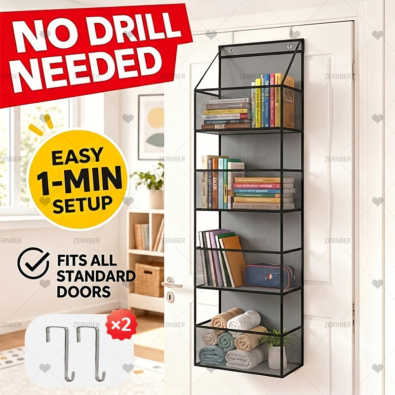 4/ 6 Layer Hanging Storage Bag - Foldable, Non-Woven, White/ Grey/ Black, Window Design, for Bedroom/ Bathroom/ Office, Space Saving