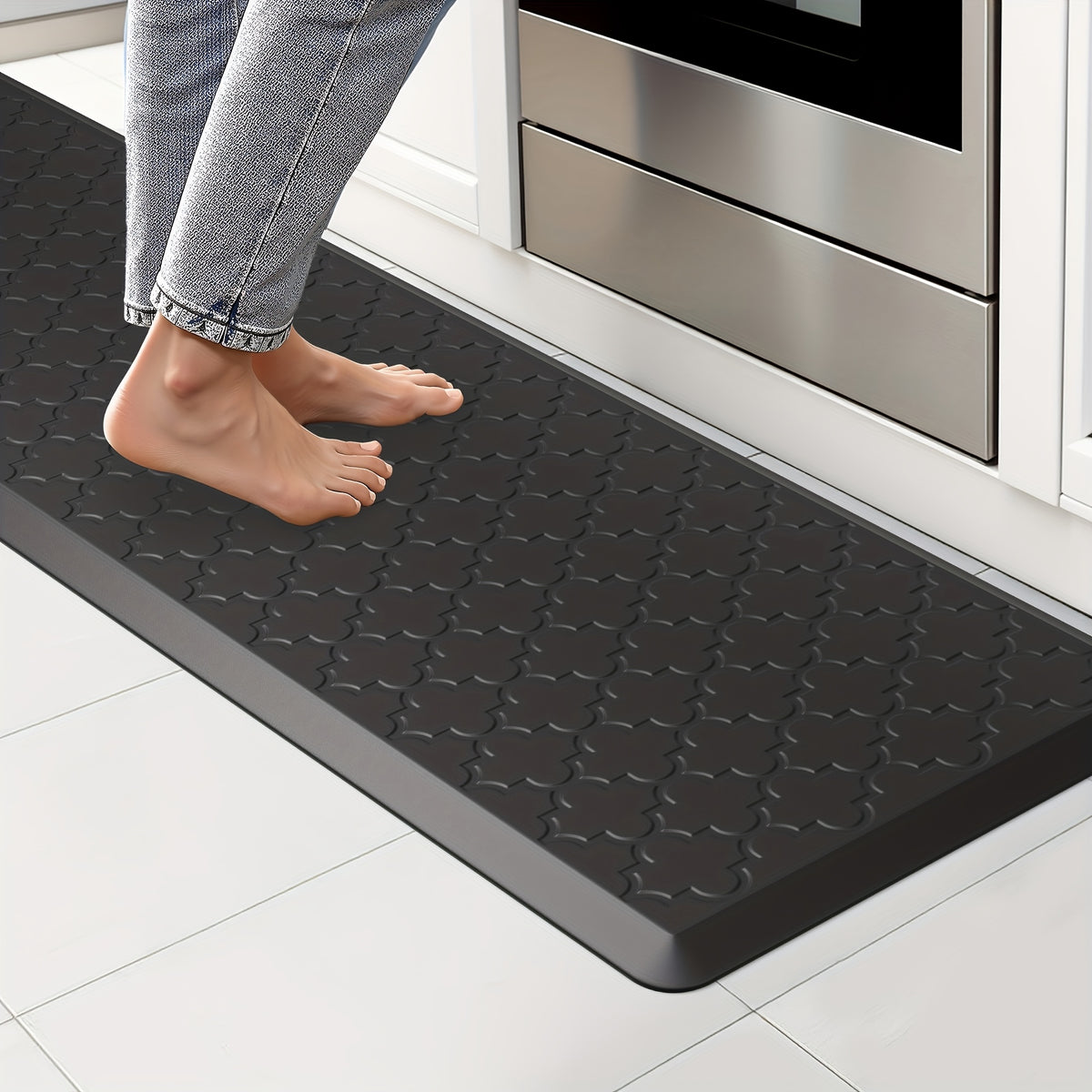 Kitchen Mat- Anti Fatigue Mats for Kitchen Floor- Non Slip Cushioned Rugs for Standing, Kitchen, Floor, Office, Sink, Laundry Room, Black