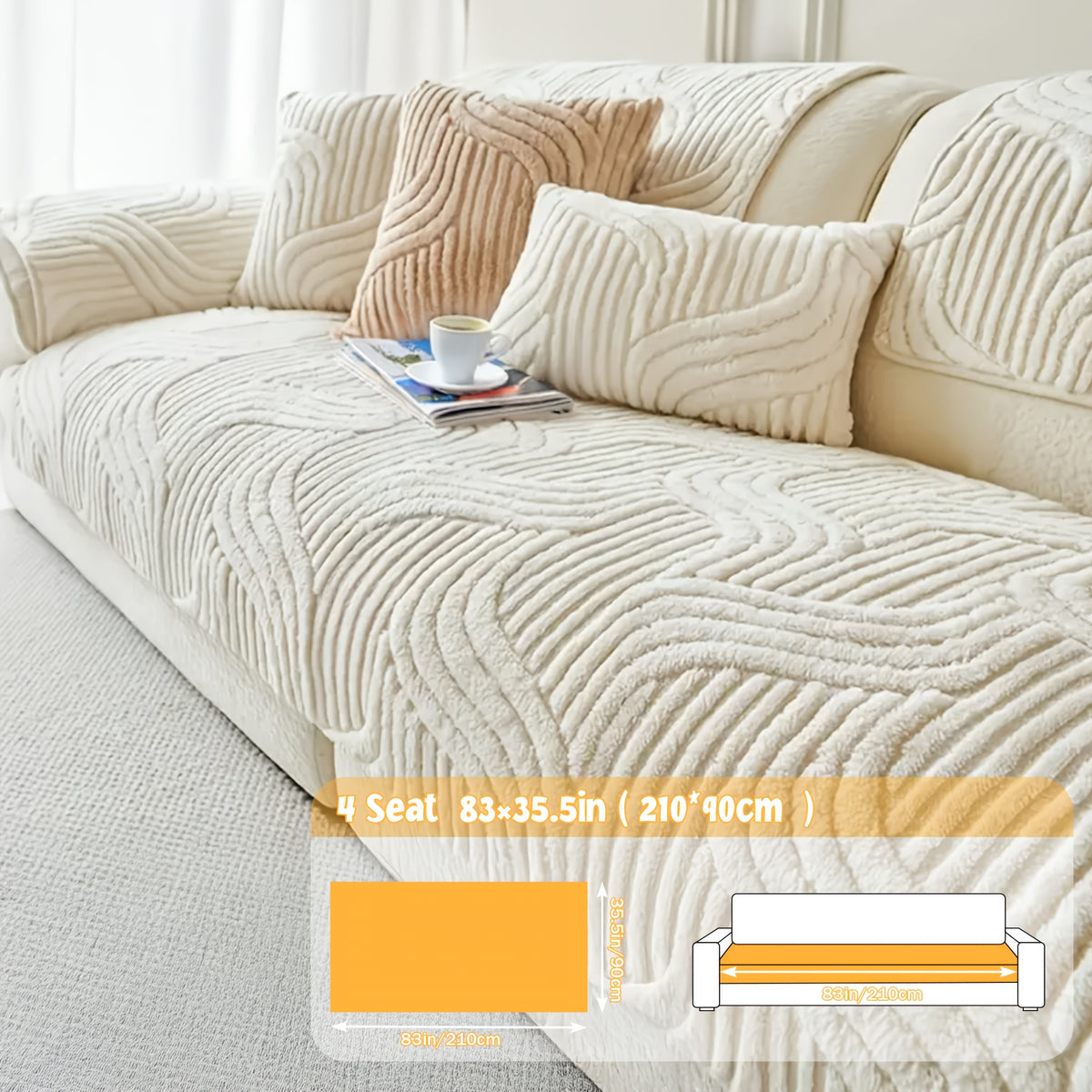 1pc of Thick, Quilted Sofa Cushion That Is Stylish, Durable, Warm, And Non-Slip. This Plush Sofa Cover Is Breathable And Comfortable, Making It Perfect for Families with Pets. It Is Suitable for Use in The Bedroom, Office, Living Room
